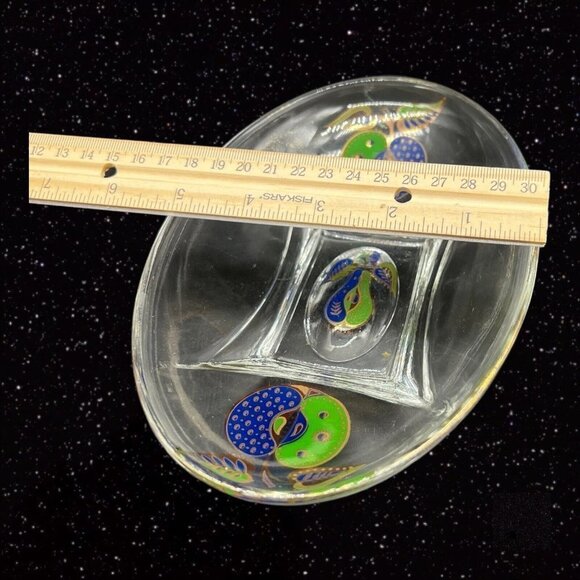 George Briard Forbidden Fruit Oval Glass Tray Gold Flake Vintage 50s Art Glass - Picture 12 of 12